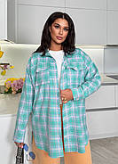 Жіноча подовжена сорочка в клітку (р.48-50,52-54,56-60) фланель бавовна, фото 3