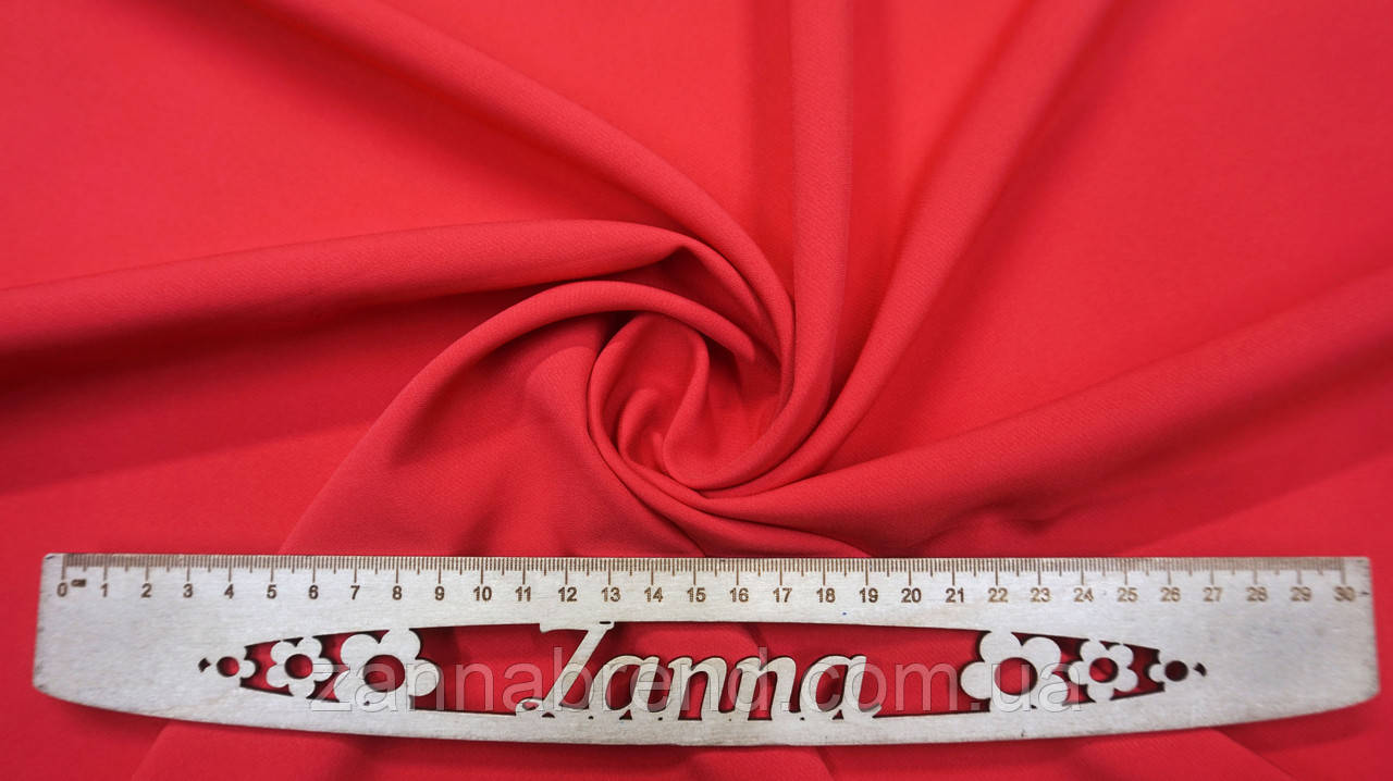 Тканина креп-костюмка однотонна колір кораловий, фото 1