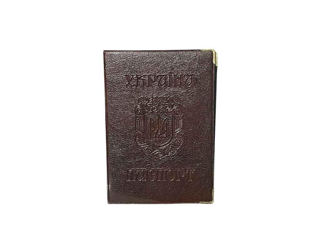 Обкладинка на паспорт України червоний 02-Ра Герб шкірозамінник ТМ Tascom BP, фото 1