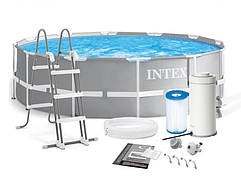 Каркасний басейн Intex 26718 (366x122 см) (Картріджний фільтр-насос 3785 л/год, драбина)