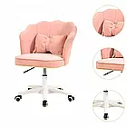 Рожевий стілець велюровий з колесами BUENO з подушкою у вигляді бантика, регулюванням по висоті, поворотом на 360°, фото 2