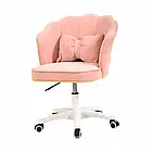 Рожевий стілець велюровий з колесами BUENO з подушкою у вигляді бантика, регулюванням по висоті, поворотом на 360°, фото 3