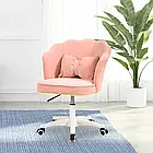 Рожевий стілець велюровий з колесами BUENO з подушкою у вигляді бантика, регулюванням по висоті, поворотом на 360°, фото 4