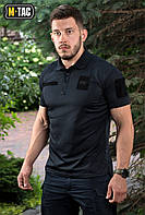 M-Tac чоловіча тактична літня футболка поло з велкро панелями для шевронів Elite Tactical Coolmax Dark Blue