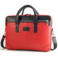 Сумка шкіряна для ноутбука Tom Stone червона 717 RB жіноча, MacBook 16'