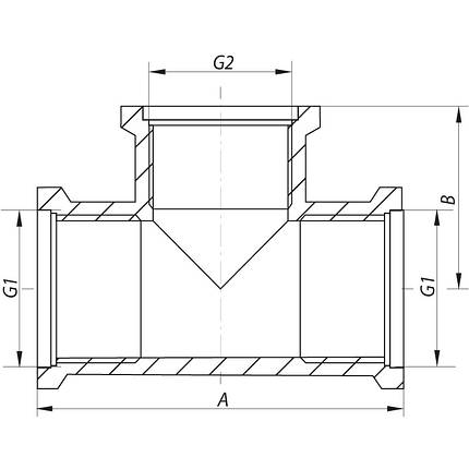 Трійник редукційний 3/4"х1/2"х3 / 4 "ВВВ Чехія KR.T080608F, фото 2