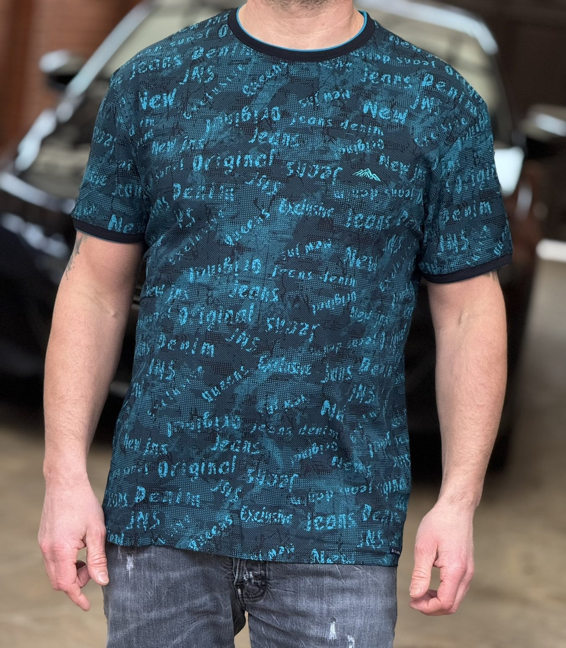 Футболка чоловіча Red Down 2XL–5XL, Туреччина, бавовна, вільна XXXL,Синій