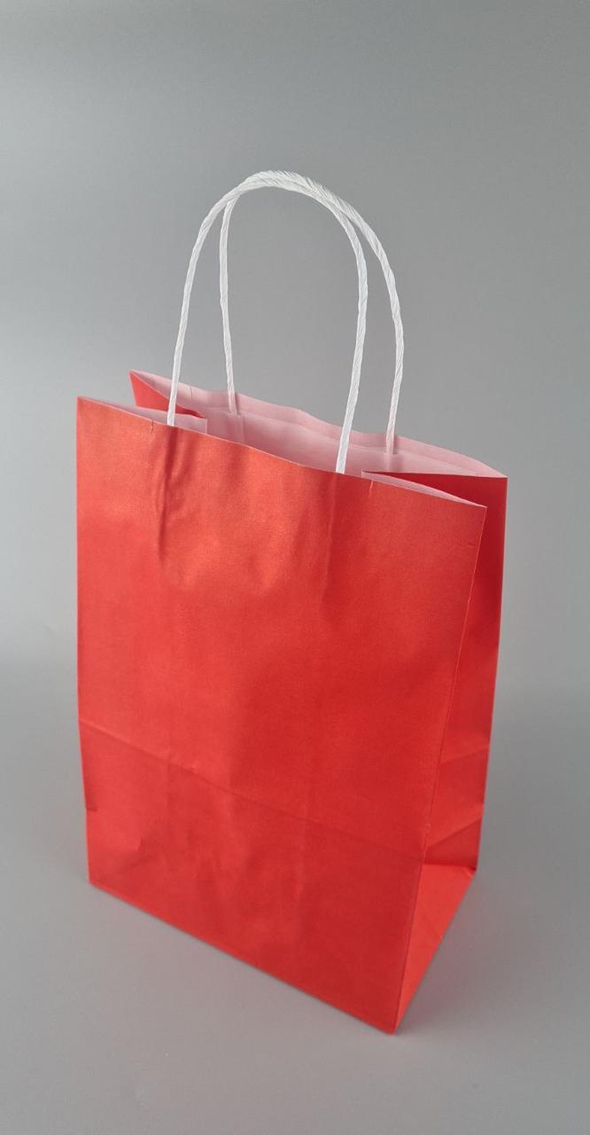 Пакет с ручками бумажный 28*19*11,5  КРАСНЫЙ (25 шт), фото 1