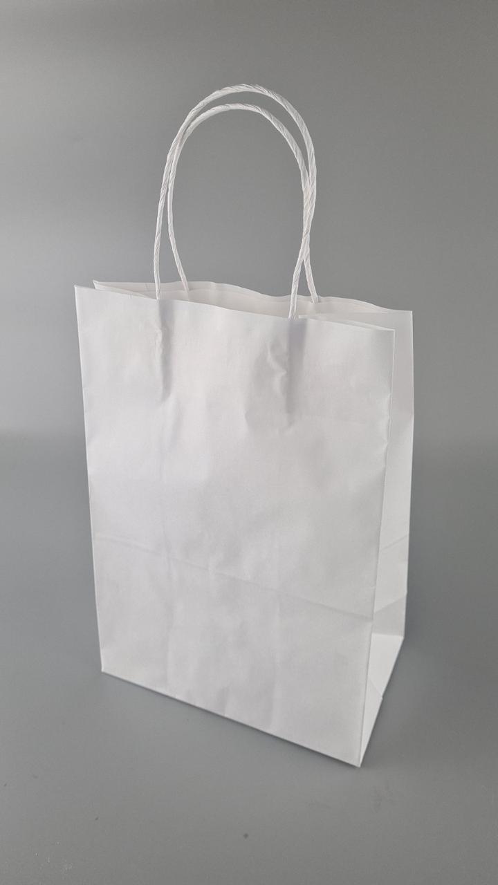 Пакет с ручками бумажный 28*19*11,5 белый №2 (25 шт), фото 1