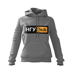 Худі жіноче з принтом «НГУ Hub. Сила України. Power of Ukraine» сірий