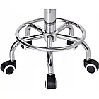 Круглий стілець на колесах без спинки SOLO, сидіння з екошкіри, пневматичний привід, обертання на 360 °, чорний, фото 2