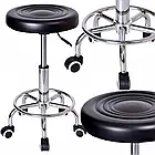 Круглий стілець на колесах без спинки SOLO, сидіння з екошкіри, пневматичний привід, обертання на 360 °, чорний, фото 4