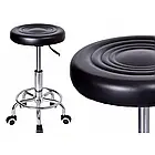 Круглий стілець на колесах без спинки SOLO, сидіння з екошкіри, пневматичний привід, обертання на 360 °, чорний, фото 5