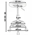 Круглий стілець на колесах без спинки SOLO, сидіння з екошкіри, пневматичний привід, обертання на 360 °, чорний, фото 8