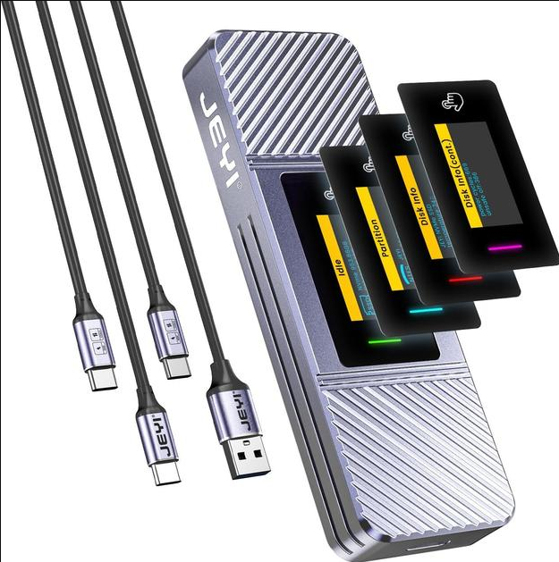 Кишеня для SSD JEYI i9X Visual Smart M.2 із сенсорним екраном та RGB, USB 3.2 Gen 2, 10 Гбіт/с, 2280 NVMe/PCIe, фото 1