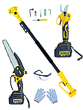 Набір 3в1 АКБ DeWalt 36V 6А зі змащенням ланцюга (Пила DCM160HN + Секатор DCMPP540P1 Digital + штанга 3 м), фото 3