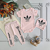 Рожевий костюм Adidas для новонародженої дівчинки, комплект 3 предмети