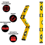 Будівельний багатофункціональний складний вимірювач рівня Profter 600мм 3-х рівневий алюмінієвий рівень, фото 7