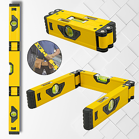 Будівельний багатофункціональний складний вимірювач рівня Profter 600мм 3-х рівневий алюмінієвий рівень