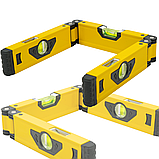 Будівельний багатофункціональний складний вимірювач рівня Profter 600мм 3-х рівневий алюмінієвий рівень, фото 9