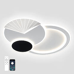 Керована світлодіодна LED люстра Esllse COMETA 90W 3R APP "три кола" з пультом і додатком 540×420×60мм WHITE/BLACK 220V IP20