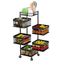 Етажерка на колесах Modern Home "Cube" 5 ярусів 30 х 85 см (R100113-BL) Чорна