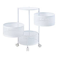Етажерка на колесах Modern Home "Sphere" 3 яруси 34 х 60 см (R100101-W) Біла