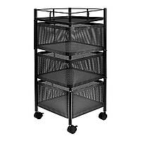 Етажерка на колесах Modern Home "Cube" 3 яруси 27 х 65 см (R100111-BL) Чорна