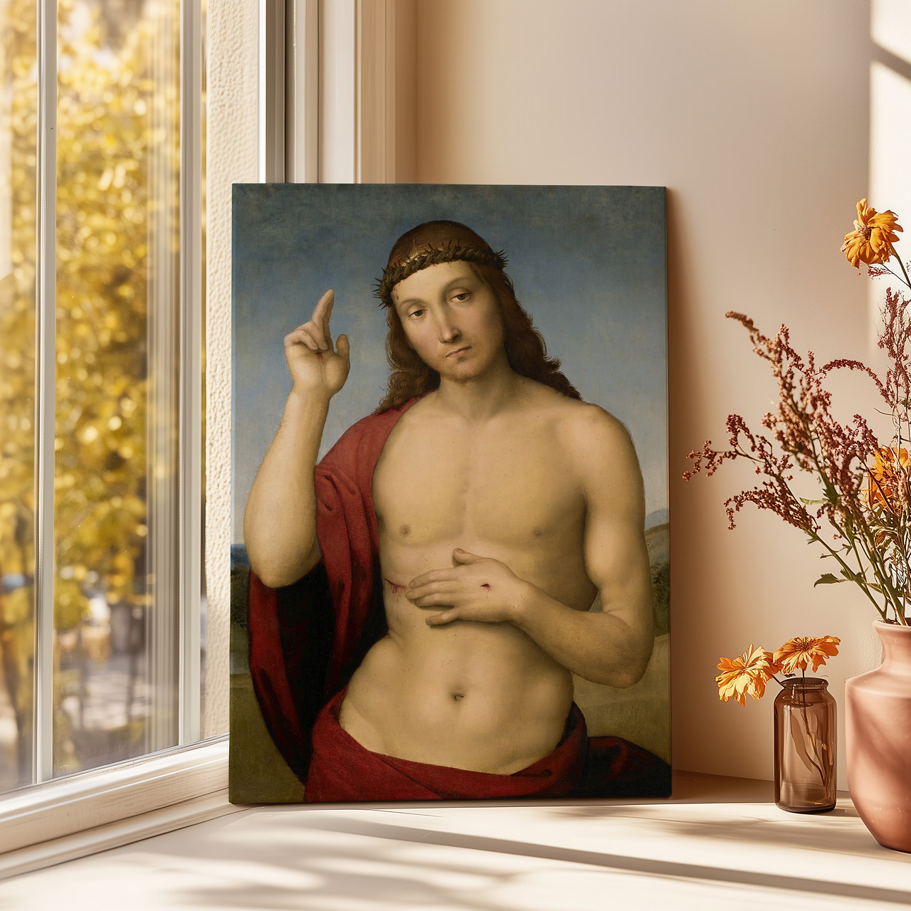 Картина на полотні "Рафаель, Благословення Христа, Raphael Santi, Christ Blessing ", 60×43см