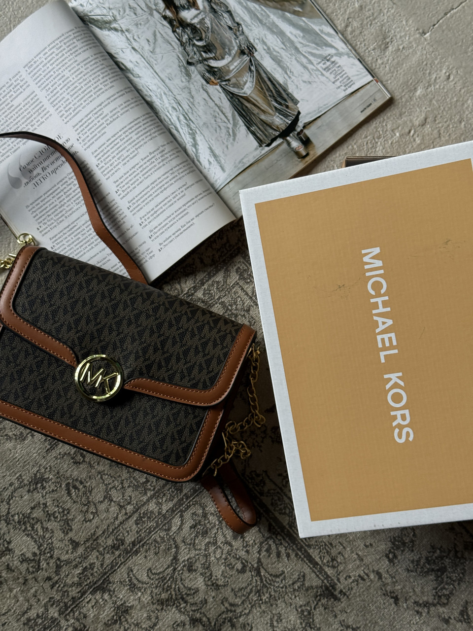 Сумка жіноча Michael Kors крос-боді коричневий Jessie Small Signature Crossbody Bag Майкл Корс, фото 1