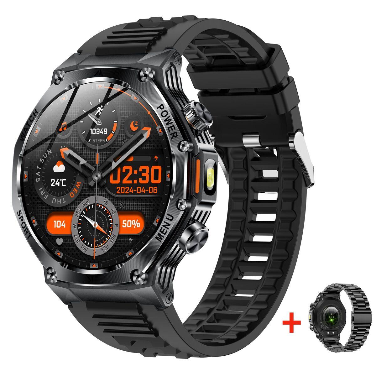 UWatch Розумний смарт годинник Smart Surf X Pro Black Rubber, 2 ремешка