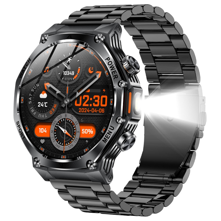 UWatch Розумний смарт годинник Smart Surf X Pro Black Steel, 2 ремешка