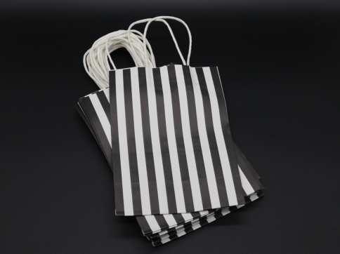 Паперовий крафт-пакет у смужку з ручкою Колір синій. 15х8х21см / Паперовий крафт-пакет у смужку з ручкою Колір синій. 15х8х21см, фото 1