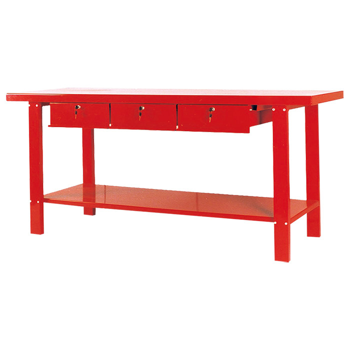 Верстат сталевий професійний супердовжений із висувними шухлядами та нижньою полицею 2000x640x865 мм TORIN, фото 1