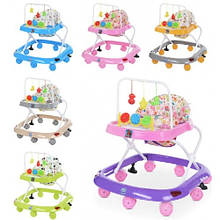 Ходунки Bambi M0541C дуга з підвісками колеса 8 шт. 2 стопори 6 кольорів муз. світло бат