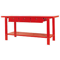 Верстат сталевий професійний супердовжений із висувними шухлядами та нижньою полицею 2000x640x865 мм TORIN