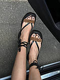 Босоніжки жіночі шкіряні чорні із замшевою вставкою, фото 5