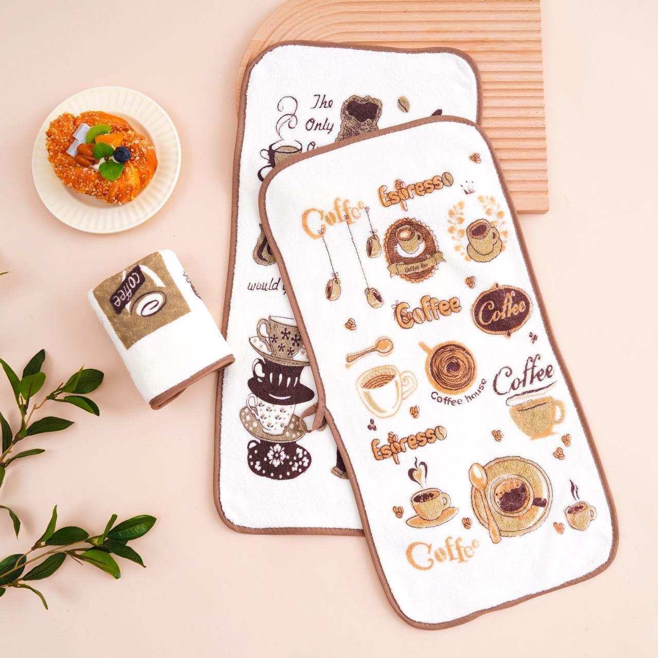 Набір кухонних серветок Coffee crema 3 шт. (мікрофібра) 50х25 см., фото 1