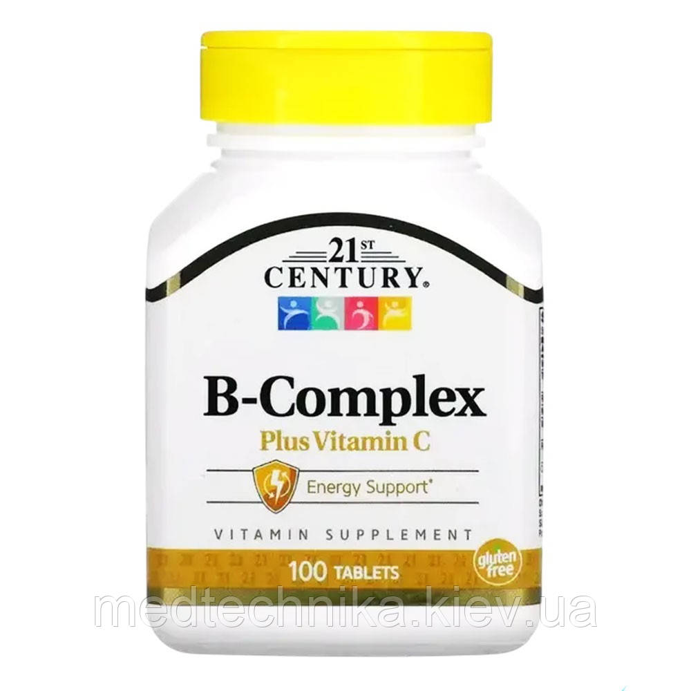 Комплекс вітамінів B + вітамін C, 100 таблеток, 21st Century, фото 1