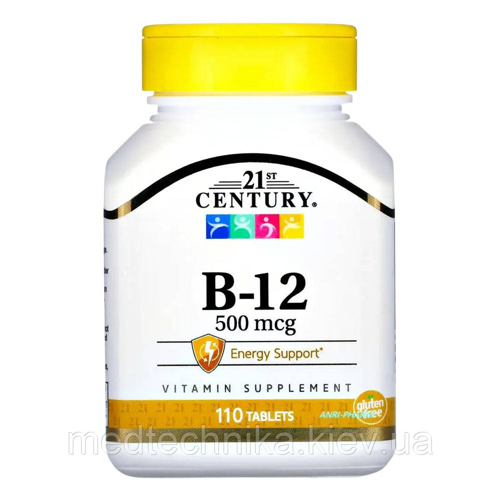 Вітамін B-12, 500 мкг, 110 таблеток, 21st Century, фото 1