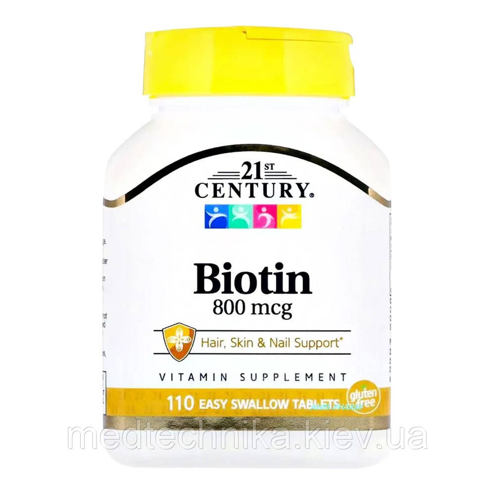 Біотин, 800 мкг, 110 капсул, 21st Century, фото 1