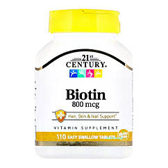 Біотин, 800 мкг, 110 капсул, 21st Century