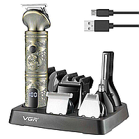 Акумуляторна машинка для стрижки 6в1 + 9 насадок, з USB, VGR V-106 DS