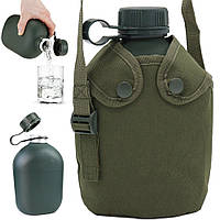 Тактична фляга 1 л із системою Molle + Чохол, Оливковий DS