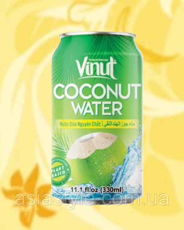 Кокосова вода 100%, Coconut water 100%, Vinut, 330 мл, * 24 шт., АФ