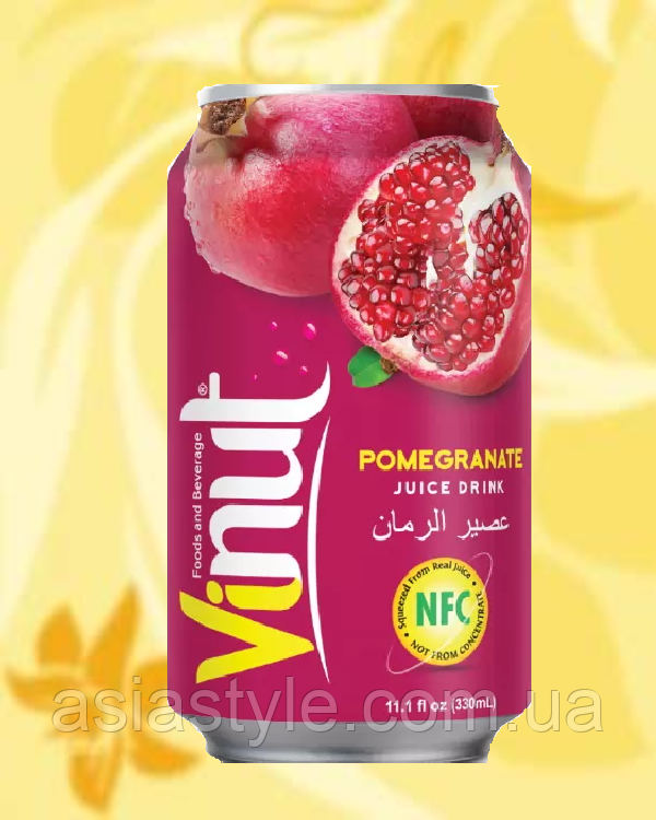 Напій на основі соку гранату 35%, Beverage based on pomegranate juice 35%, Vinut, 330мл* 24шт, АФ, фото 1