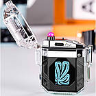 USB запальничка дугова з ліхтариком у водонепроникному корпусі US-744U3, фото 2