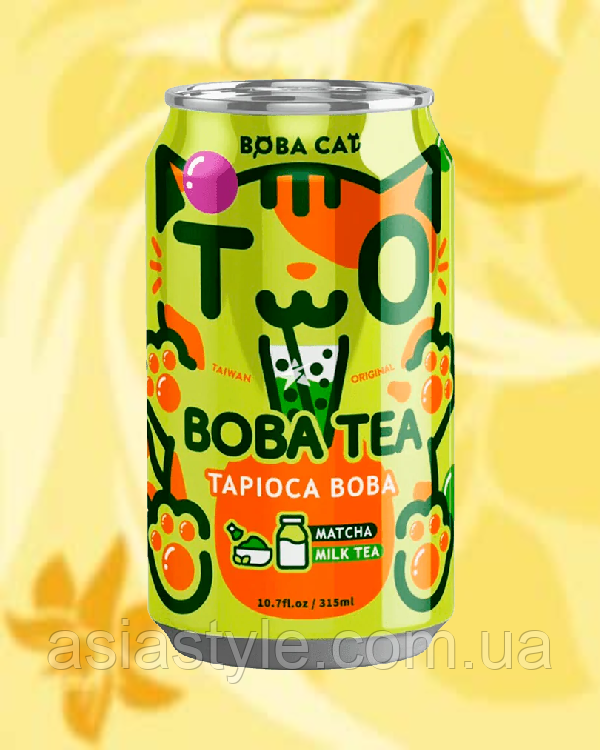 Чай Бабл з матча та тапіокою, Bubble tea with matcha and tapioca, Boba Cat, 315 мл* 24шт, АФ