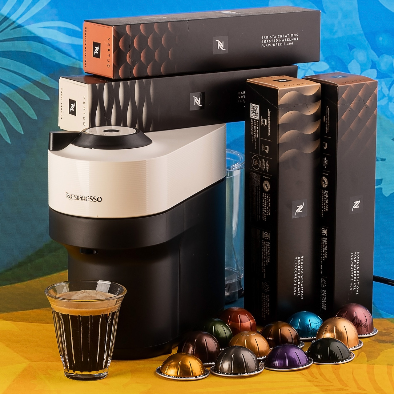 Набір Pop Summer (капсульна кавомашина Nespresso Vertuo Pop Coconut White і 52 капсули)