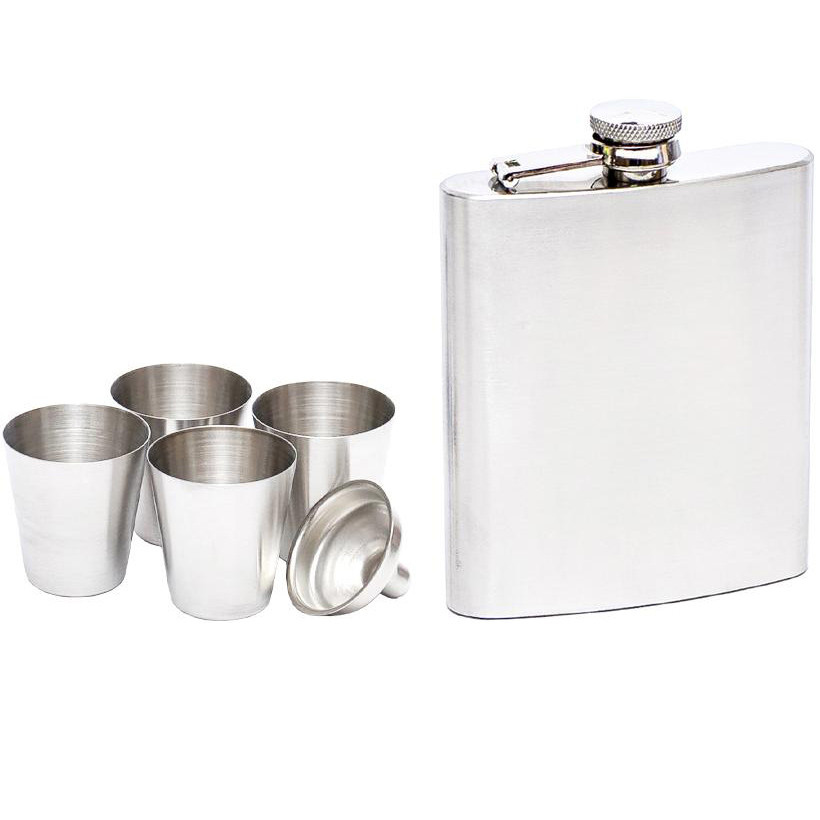 Фляга для алкоголю з нержавіючої сталі 200 мл + 4 чарки по 25 мл